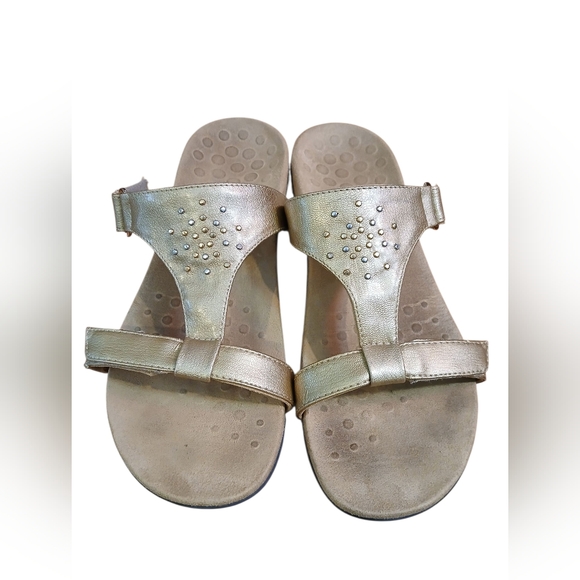 Vionic Orthoheel Gold Studded Bling Leather Slide Sandals Womans 9 - Picture 4 of 10